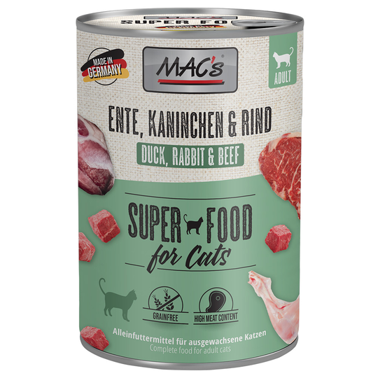 Ekonomipack: MAC's Cat kattfoder 24 x 400 g - Anka, kanin, nötkött