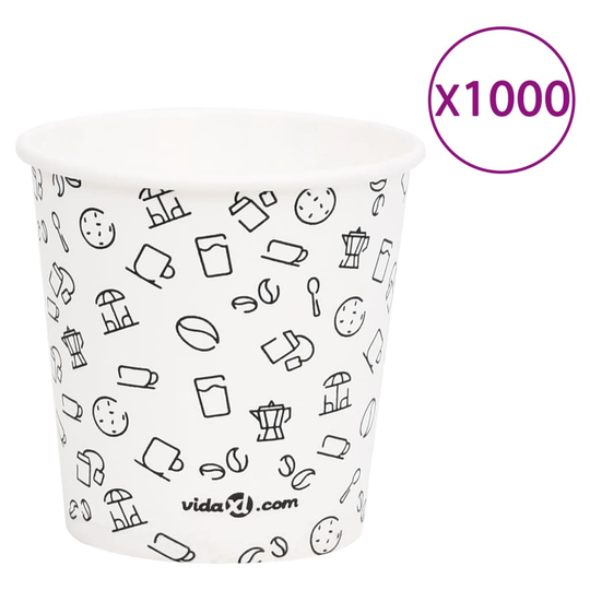 vidaXL Pappersmuggar 120 ml 1000 st vit och svart