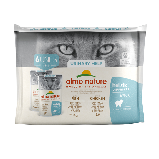 Almo Nature Holistic Urinary Help portionspåse - Blandpack: 3 x med fisk och 3 x med kyckling