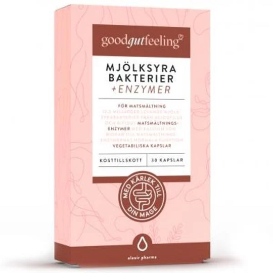 Elexir Pharma Good Gut Feeling Mjölksyrabakterier + Enzymer 30 kapslar