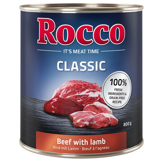 Ekonomipack: Rocco Classic 24 x 800 g hundfoder - Nötkött & lamm