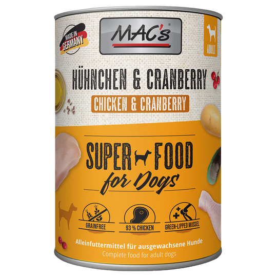 Ekonomipack: MAC's Adult 12 x 400 g - Kyckling & tranbär
