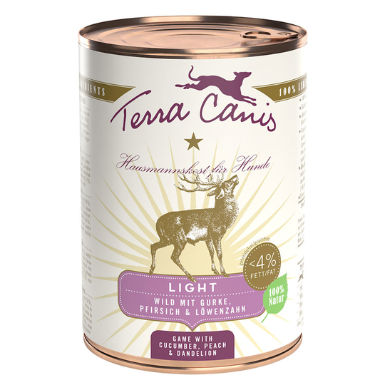 Ekonomipack: Terra Canis Light 12 x 400 g Vilt med gurka, persika och maskros