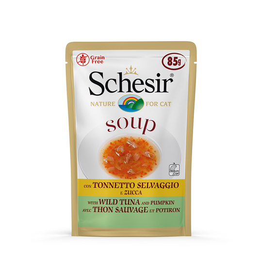 Schesir Cat Soup 6 x 85 g - Vild tonfisk och pumpa