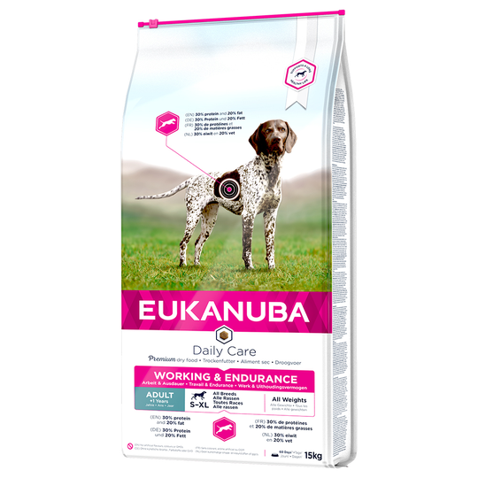 12 kg / 15 kg Eukanuba Daily Care torrfoder till sparpris! - 15 kg Working & Endurance Adult Dog