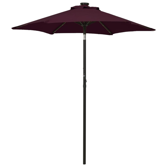 vidaXL Parasoll med LED-lampor vinröd 200x211 cm aluminium