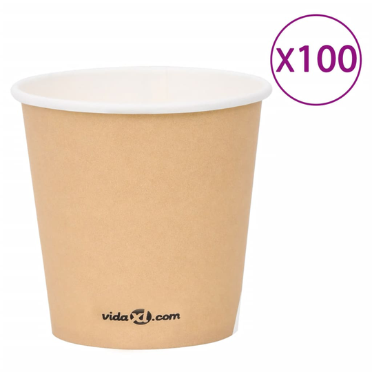 vidaXL Pappersmuggar 120 ml 100 st brun