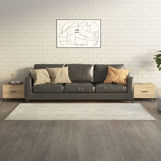 vidaXL Soffbord med metallben 2 st sonoma-ek 50x50x40 cm