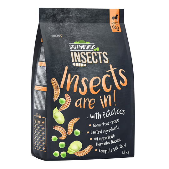 Greenwoods Insects & Potatoes, Peas, Fava Beans Ekonomipack: 4 x 1,5 kg