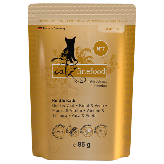 Ekonomipack: catz finefood i portionspåse 16 x 85 g - Nötkött och kalv