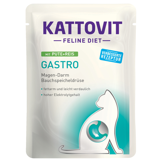 Kattovit Feline Gastro Pouch 24 x 85 g - Kalkon & ris