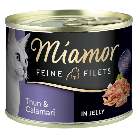 Miamor Fine Filets in Jelly 6 x 185 g - Tonfisk & calamari i gelé