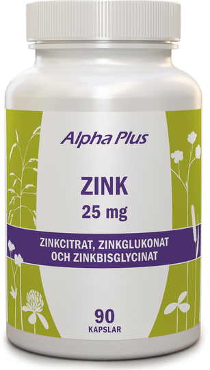 Alpha Plus Zink 25 mg 90 kapslar