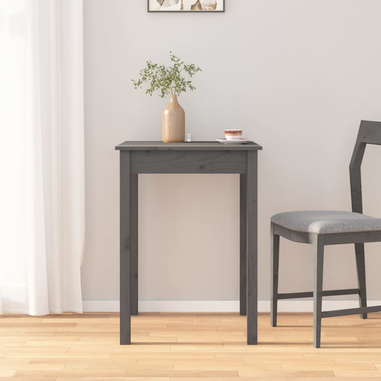 vidaXL Matbord grå 55x55x75 cm massivt furuträ
