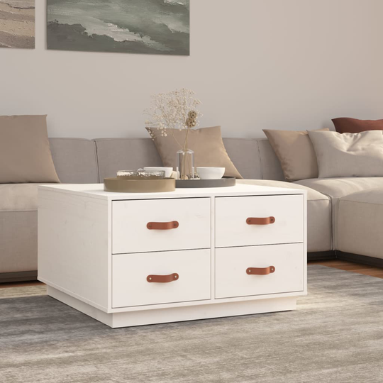 vidaXL Soffbord vit 80x80x45 cm massiv furu