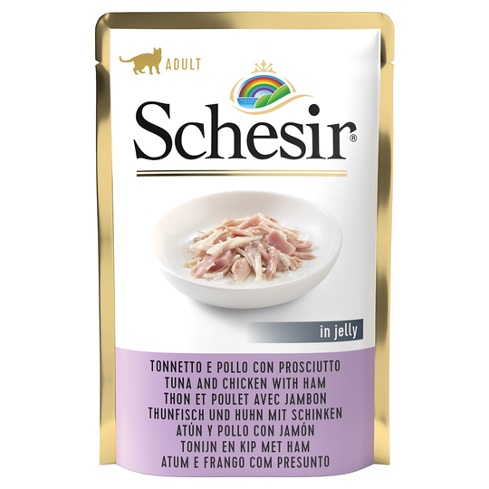Schesir Jelly Pouch 6 x 85 g - Tonfisk med kyckling & skinka