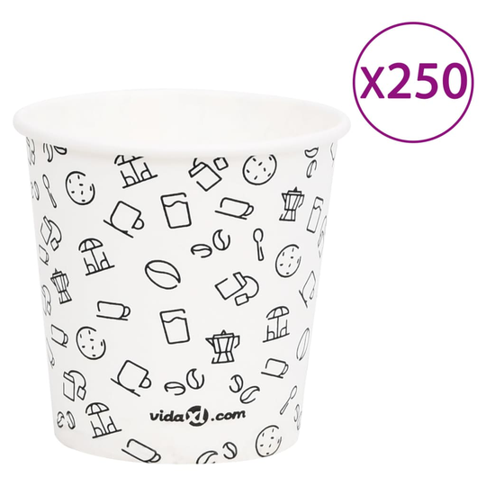 vidaXL Pappersmuggar 120 ml 250 st vit och svart