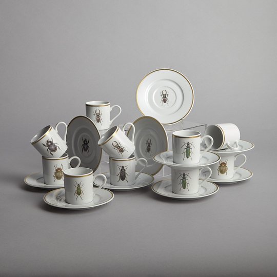 Vintage - Espressokoppar med Insektsmotiv 9 st