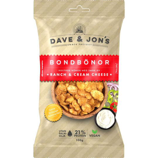 DAVE & JON´S Bondbönor Ranch & Cream Cheese 100 g