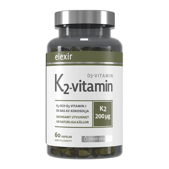 Elexir Pharma K2+D3-vitamin 200 mcg, 60 kapslar