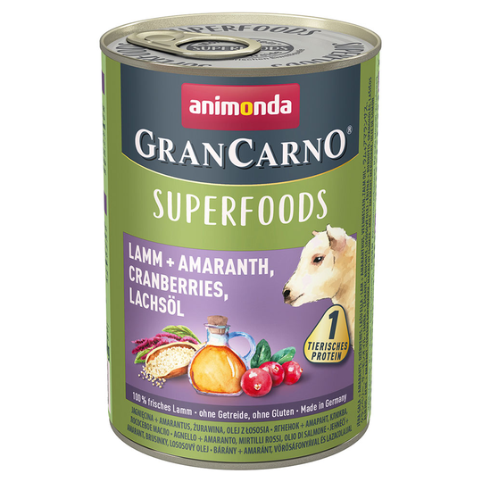 Animonda GranCarno Adult Superfoods 24 x 400 g Lamm & amarant, tranbär, laxolja
