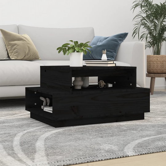 vidaXL Soffbord svart 80x55x40,5 cm massiv furu