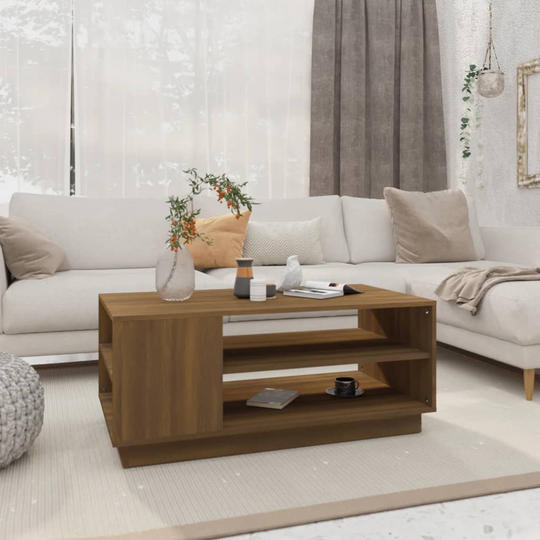 vidaXL Soffbord brun ek 102x55x43 cm spånskiva
