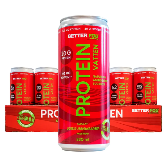 Better You Proteinvatten Koffein Jordgubb & Rabarber, 24 x 33ml