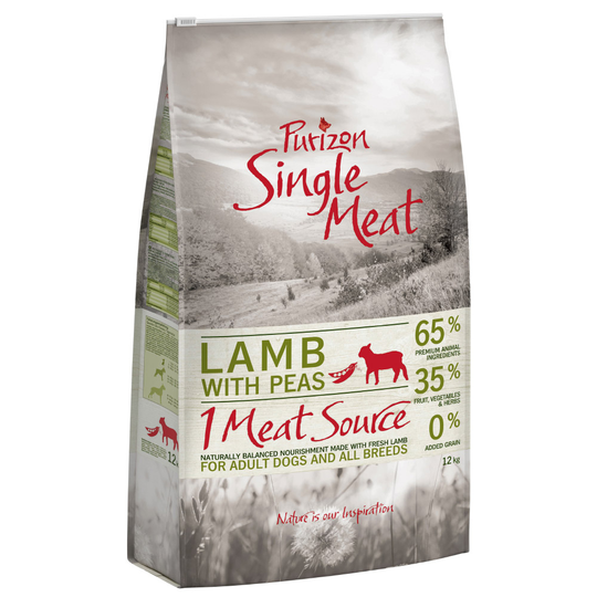 Ekonomipack: Purizon Single Meat hundfoder 2 x 12 kg - Lamb & Peas