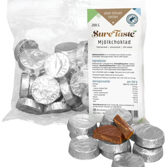 Sure Taste Mynt Mjölkchoklad Silverfolie 200 g
