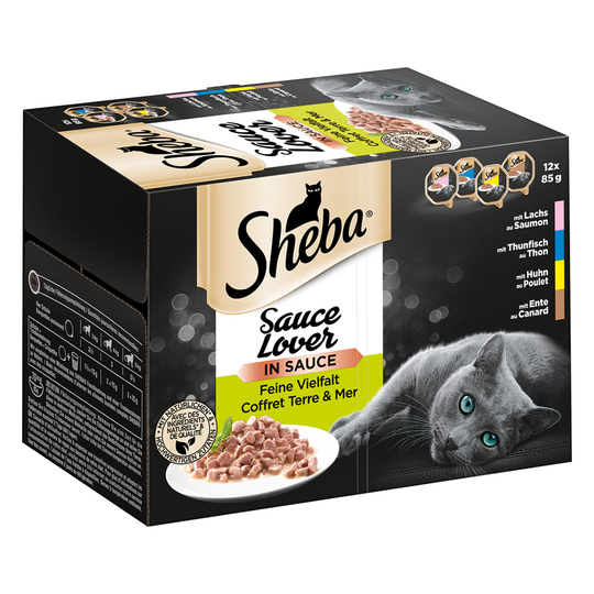 Jumbo ekonomipack: Sheba 96 x 85 g portionsform i blandpack - Sauce Lover