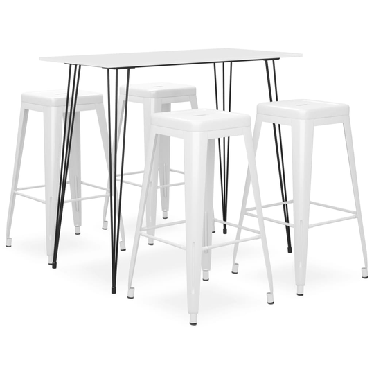 vidaXL Bargrupp 5 delar vit