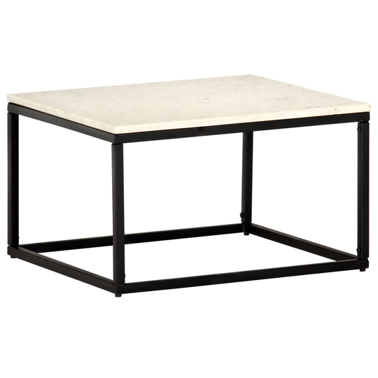 vidaXL Soffbord vit 60x60x35 cm äkta sten med marmorstruktur