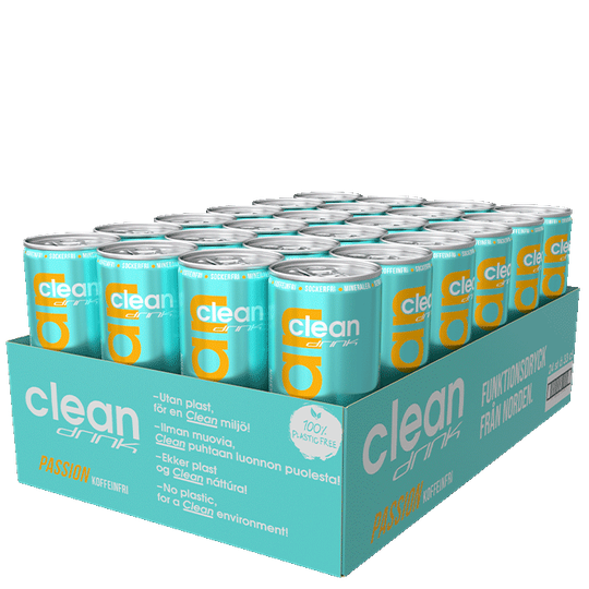 24 x Clean Drink, 330 ml, Passion - koffeinfri