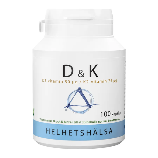 Helhetshälsa D & K, D3-vitamin & K2-vitamin, 100 kapslar