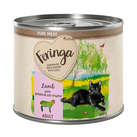Ekonomipack: Feringa Pure Meat Menue 12 x 200 g - Lamm med potatis & kattgamander