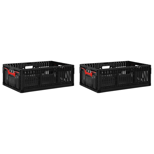 vidaXL Förvaringslådor hopfällbara 2 st 60x40x22 cm svart 46 L