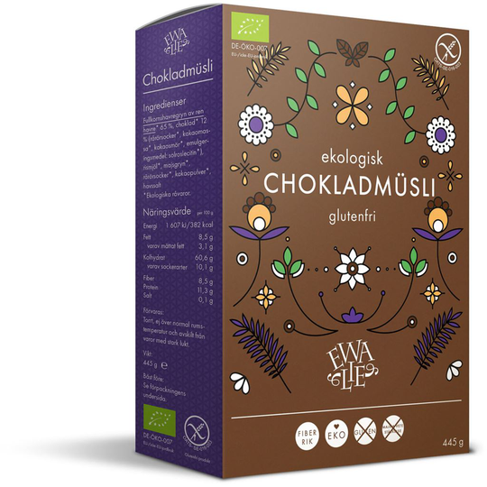 Ewalie Ekologisk och Glutenfri Chokladmüsli 445 g