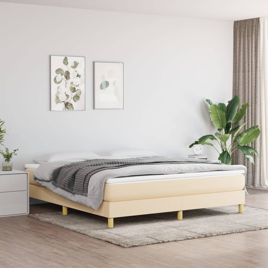 vidaXL Ramsäng gräddvit 160x200 cm tyg