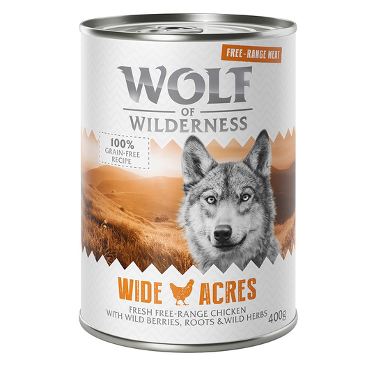 Ekonomipack: Wolf of Wilderness Free Range 12 x 400 g - Wide Acres - Free Range Chicken
