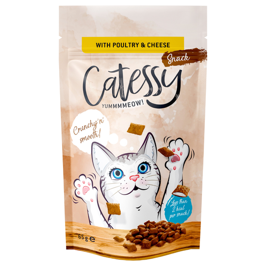 Catessy Knapersnacks 65 g - Ekonomipack: 3 x 65 g Hönskött, ost & taurin