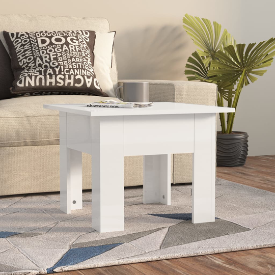 vidaXL Soffbord vit högglans 55x55x42 cm spånskiva