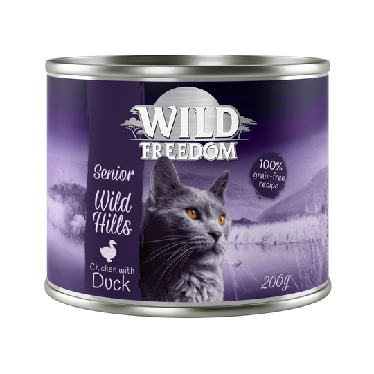 5 + 1 på köpet! Wild Freedom våtfoder 6 x 200 / 400 g - Senior Wild Hills - Duck & Chicken 6 x 200 g