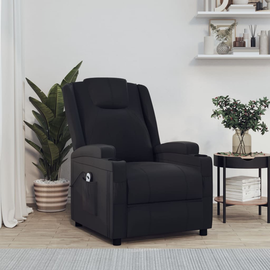 vidaXL Reclinerfåtölj med uppresningshjälp svart konstläder