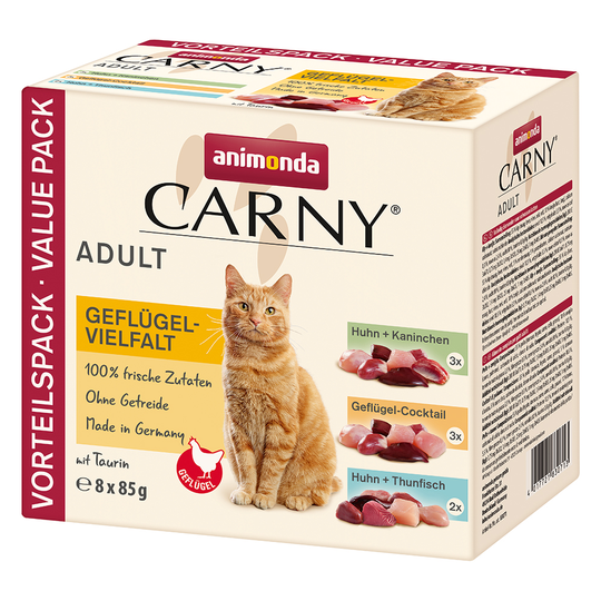 Animonda Carny Pouch blandpack 8 x 85 g - Mix I Fjäderfä (3 sorter)