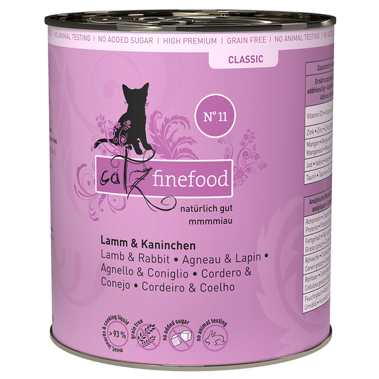 Ekonomipack: catz finefood på burk 12 x 800 g - Lamm & kanin