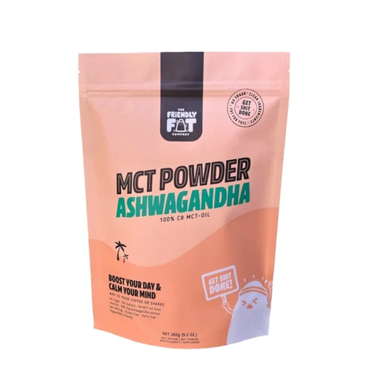 The Friendly Fat Company MCT-pulver med Ashwagandha 260 g