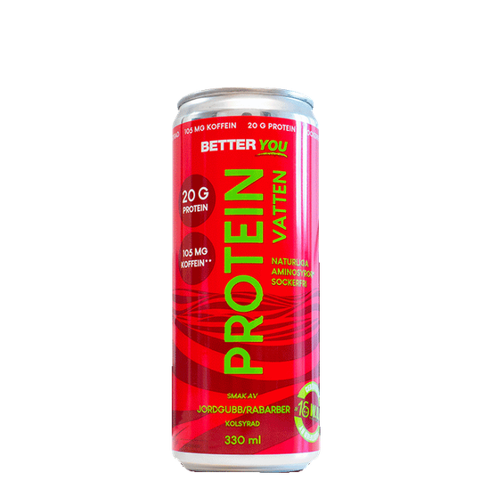 Proteinvatten Koffein - Jordgubb/Rabarber, 330 ml