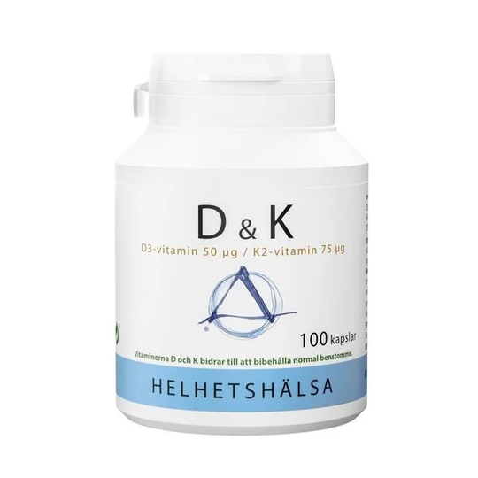 Helhetshälsa D & K-vitamin (D3 50/K2 75) 100 kapslar