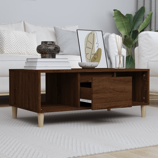 vidaXL Soffbord brun ek 90x50x36,5 cm konstruerat trä